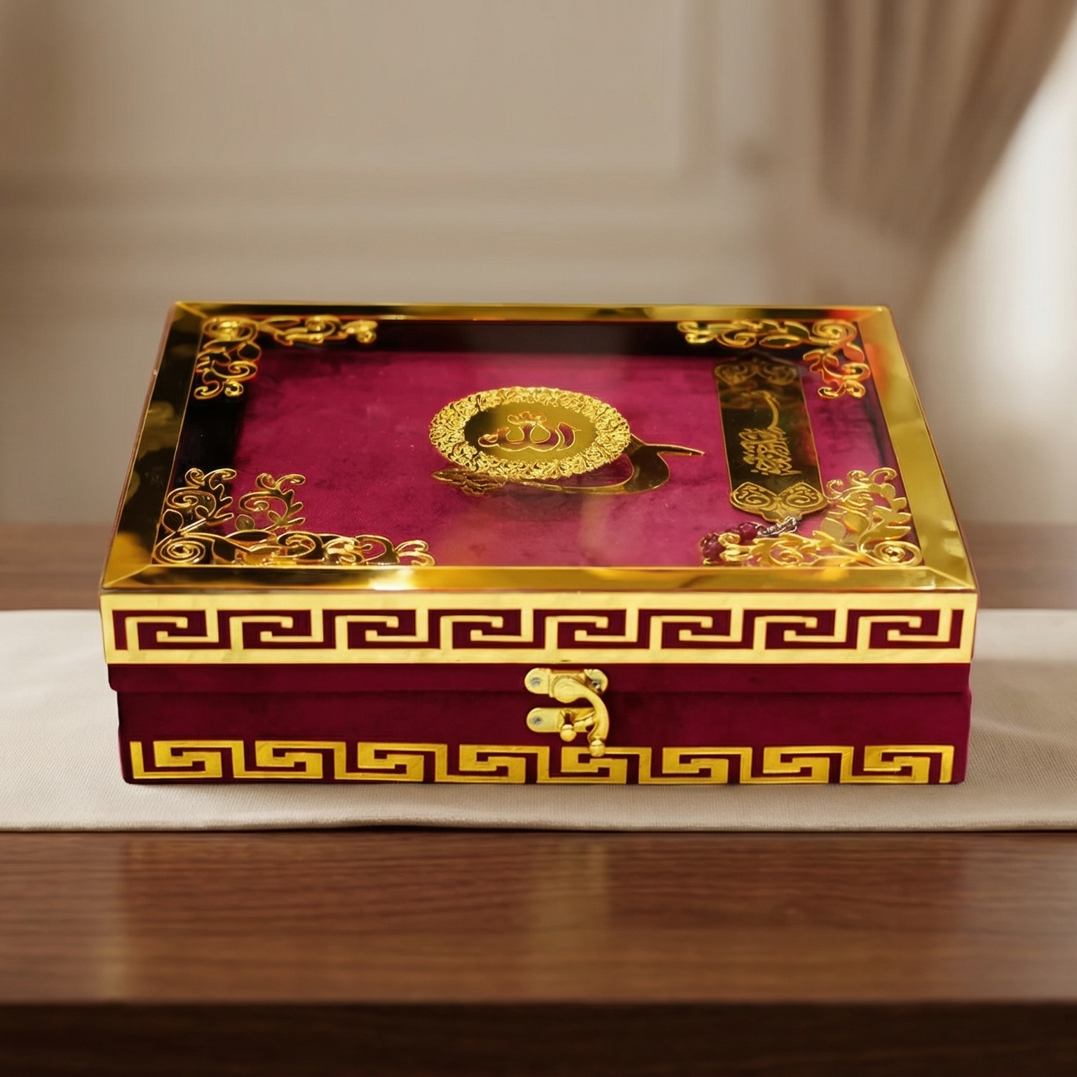 Premium Velvet Fur Quran Case Set – Fur Rehal with Digital Counter & Tasbeeh